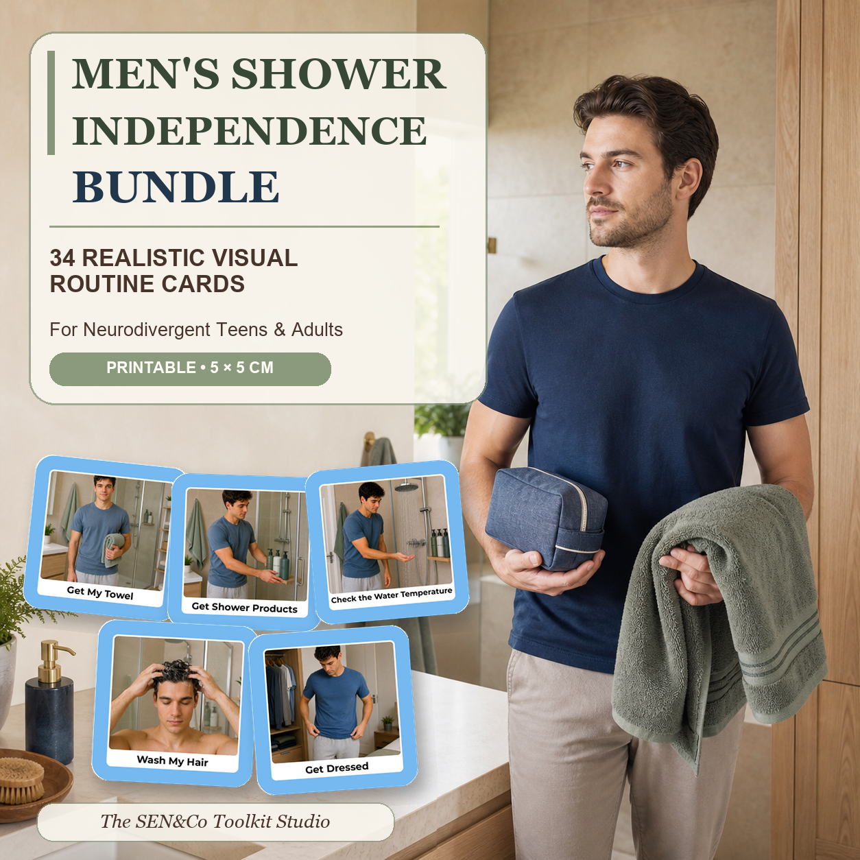 Shower routine visual cards pack preview